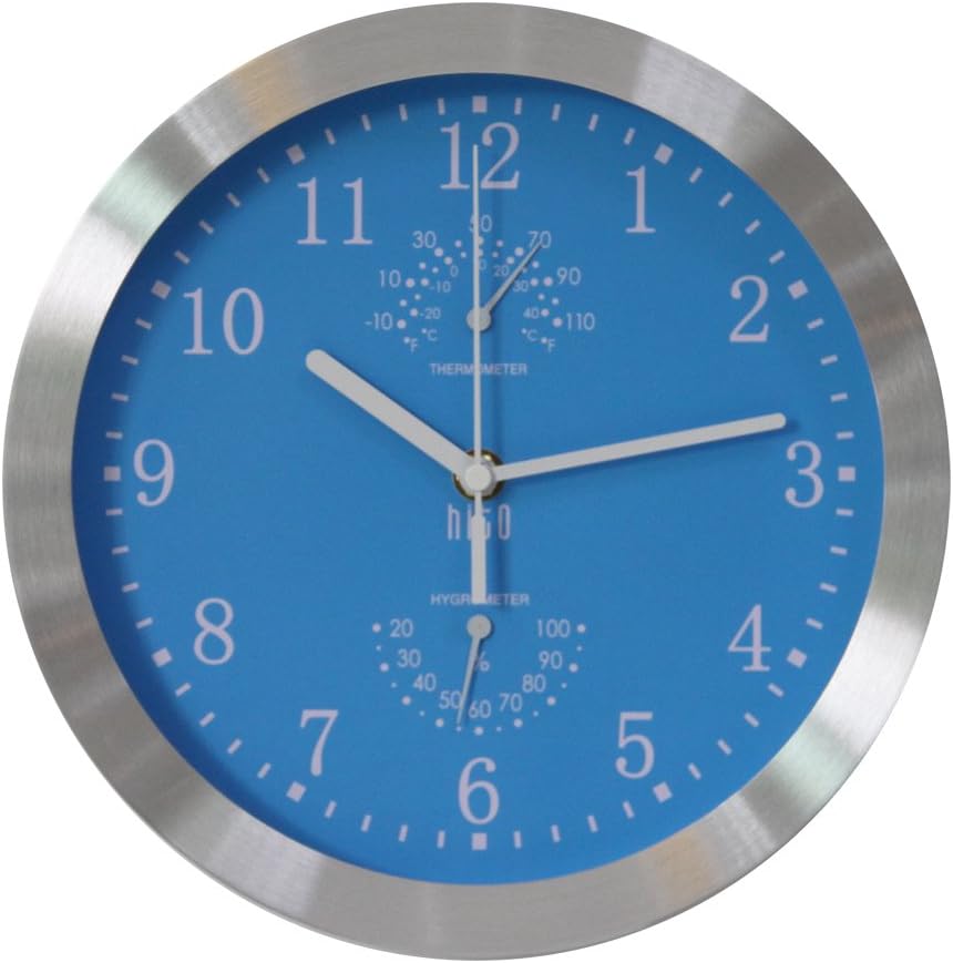 HITO Silent Nonticking Wall Clock Aluminum Frame Glass Cover, 10
