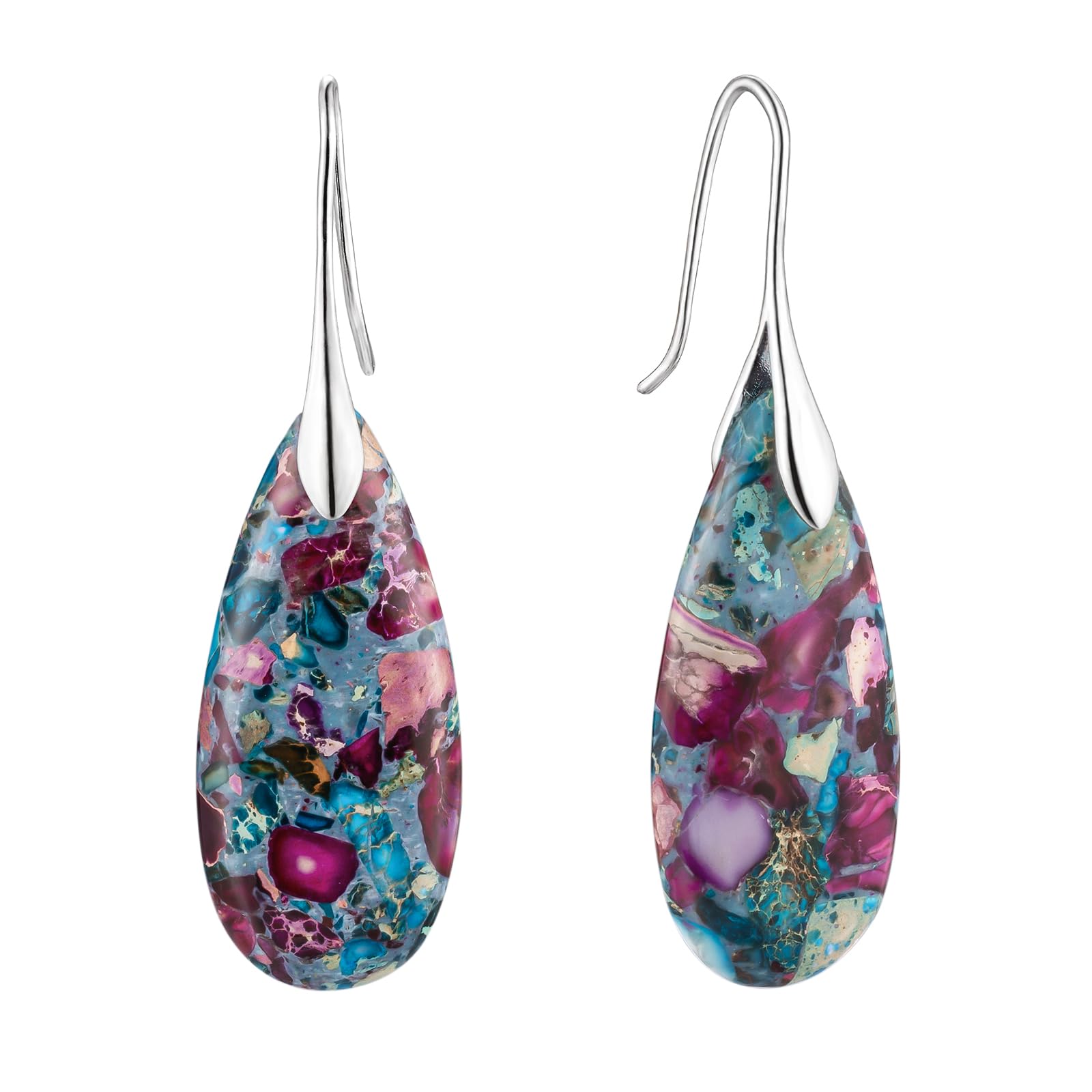 SELOVO Stone Fishhook Dangle Drop Earrings Statement Earrings for Women Stone