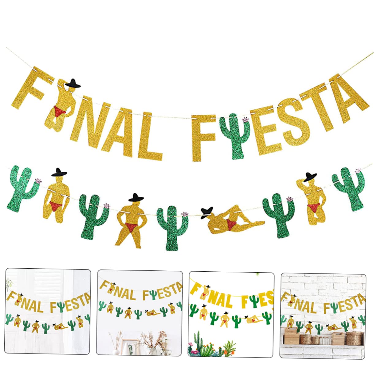 Abaodam 6 Piezas Decorativas Colgantes para Fiesta Mixta Banderines Mexicanos para Suministros Temáticos Cinco Mayo Cumpleaños Taco Cactus Guirnalda Decoración Decoración Feliz Fiesta
