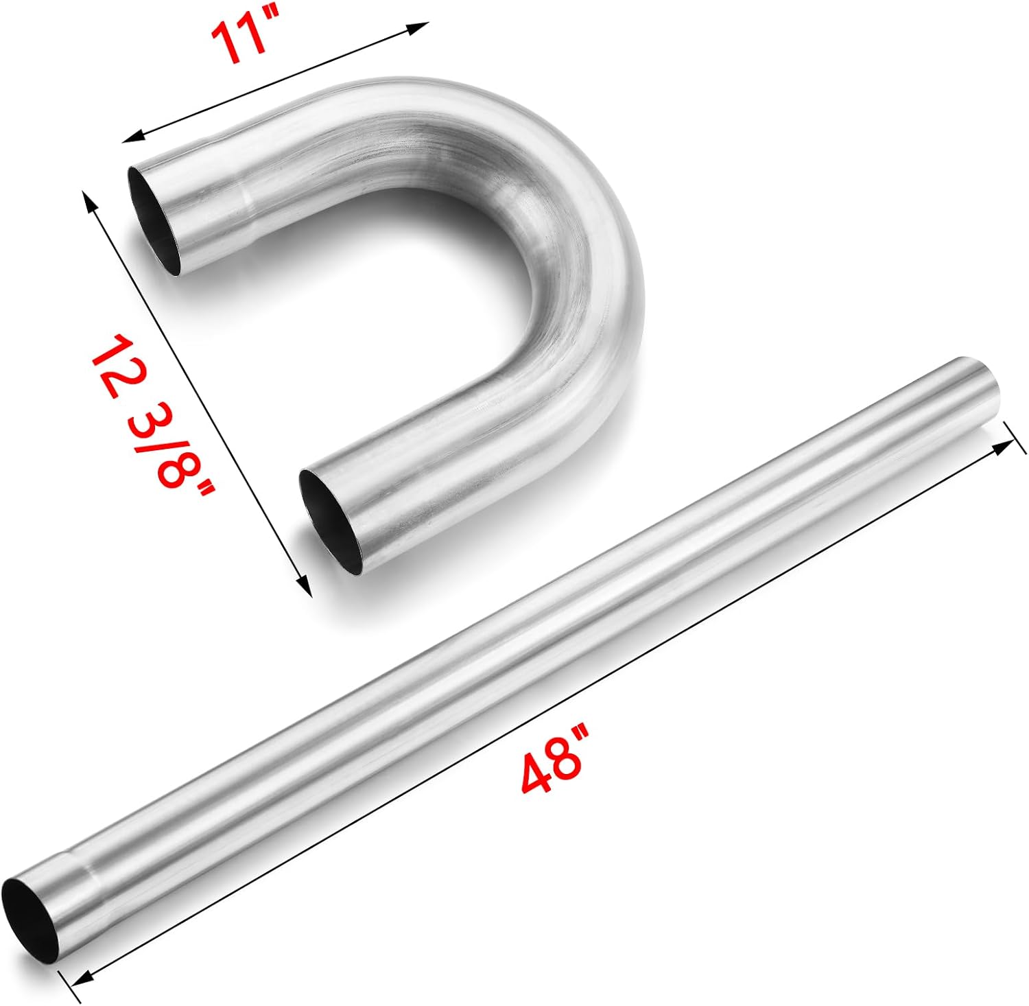 LCGP 3 Inch DIY Custom Exhaust Pipe Mild Steel Elbow Straight Pipe U-shaped Pipe 8 Pcs
