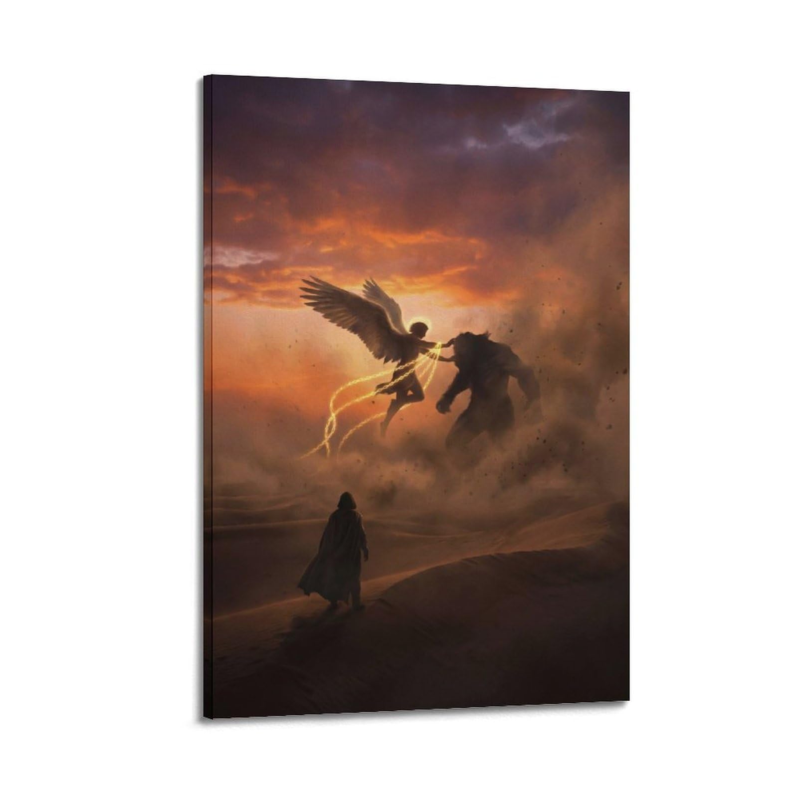OKNGB Archangel Raphael Poster Asmodeus Binding Desert Demon Battle Decorative Painting Canvas Art Picture 20x30inch(50x75cm)