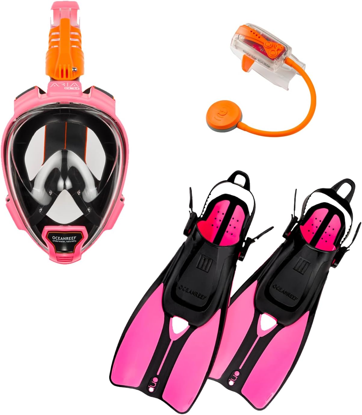 OCEAN REEF - Aria QR+ Full Face Snorkeling Mask & Duo II Travel Fins & Snorkie-Talkie