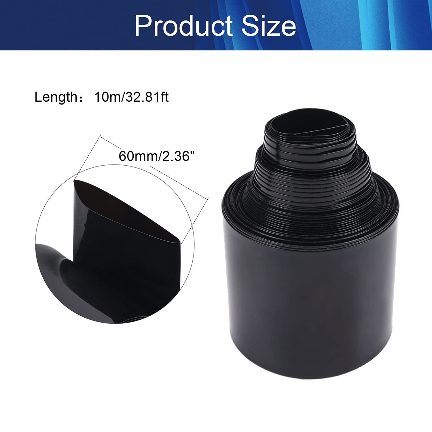 Jutagoss 2 Inch Battery Wrap PVC Heat Shrink Tubing DIY Battery Pack for 18650 Battery Pack Power Black