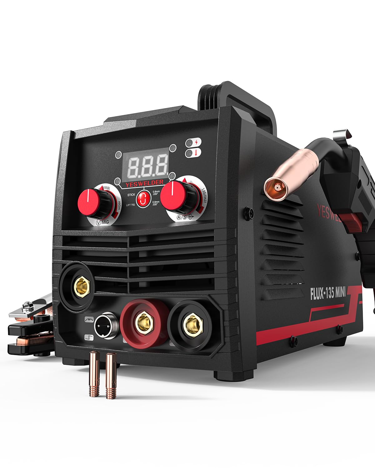 YESWELDER FLUX-135 MINI 135Amp MIG Welder,110V Flux Core Gasless Welder, Flux MIG/Lift TIG/Stick 3-in-1 Welding Machine