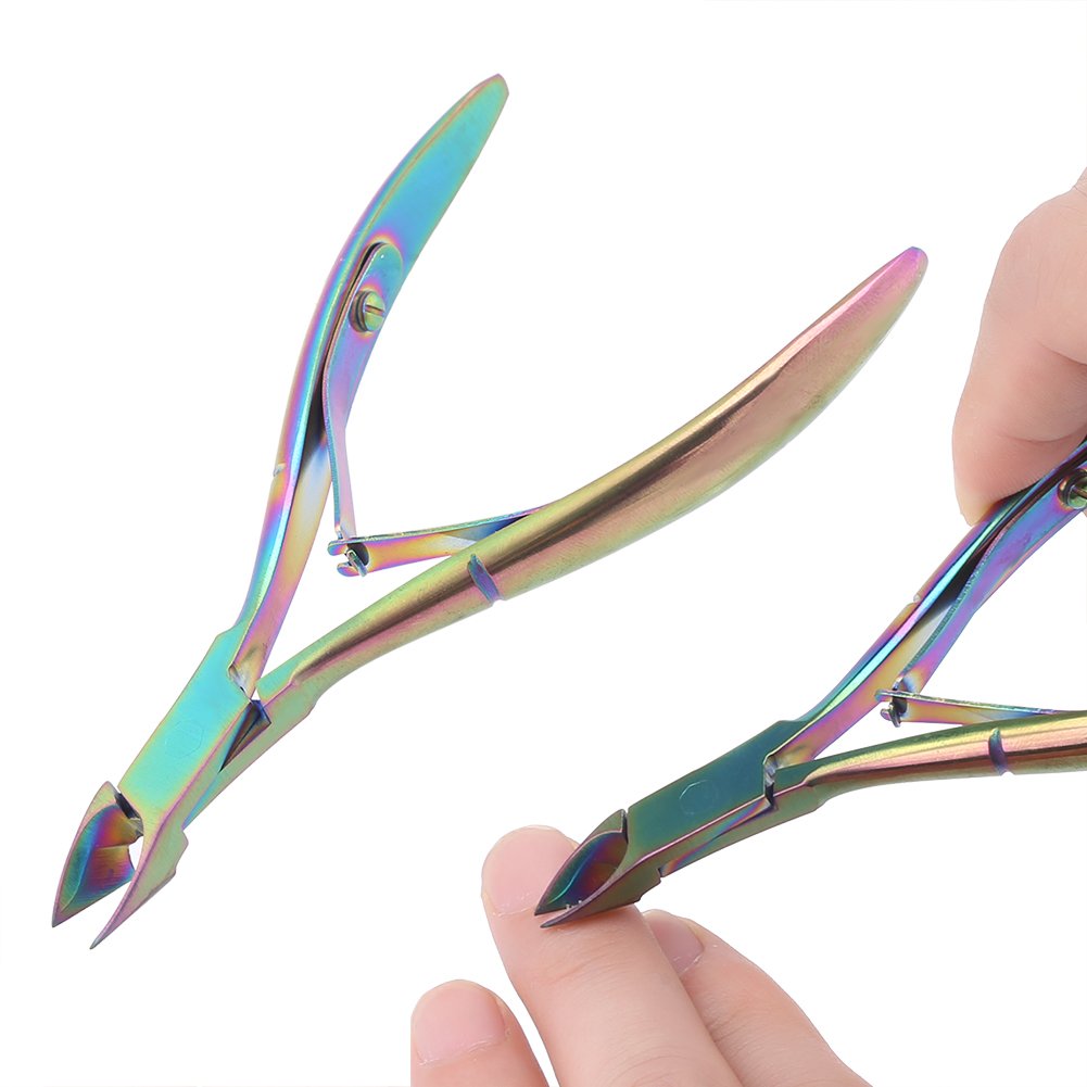 Pince à cuticules, tondeuses Coloful en acier inoxydable Tondeuse Outil de pédicure durable Nail Art pour peau morte d'ongles et d'ongles de pied