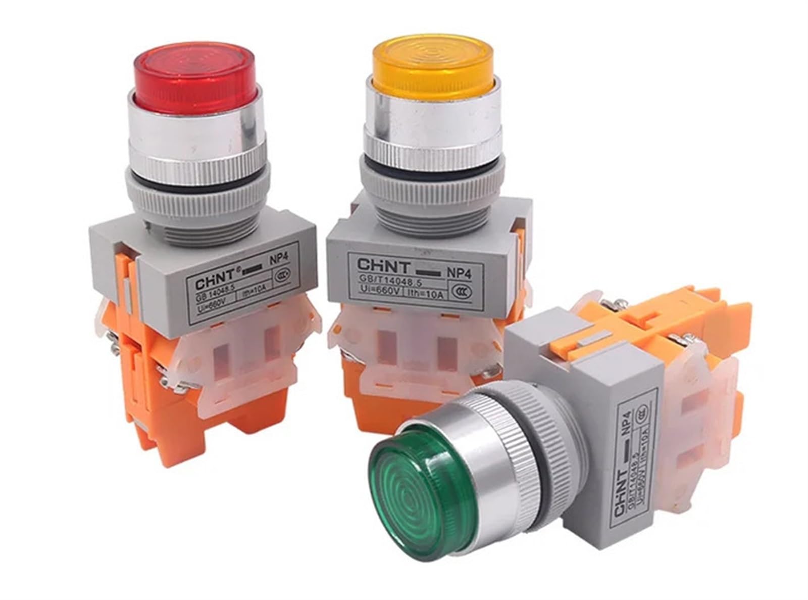 VSPPJYFG 10PCS NP4-11DZS Illuminated Pushbutton Switchs 24V(Y1ellow)