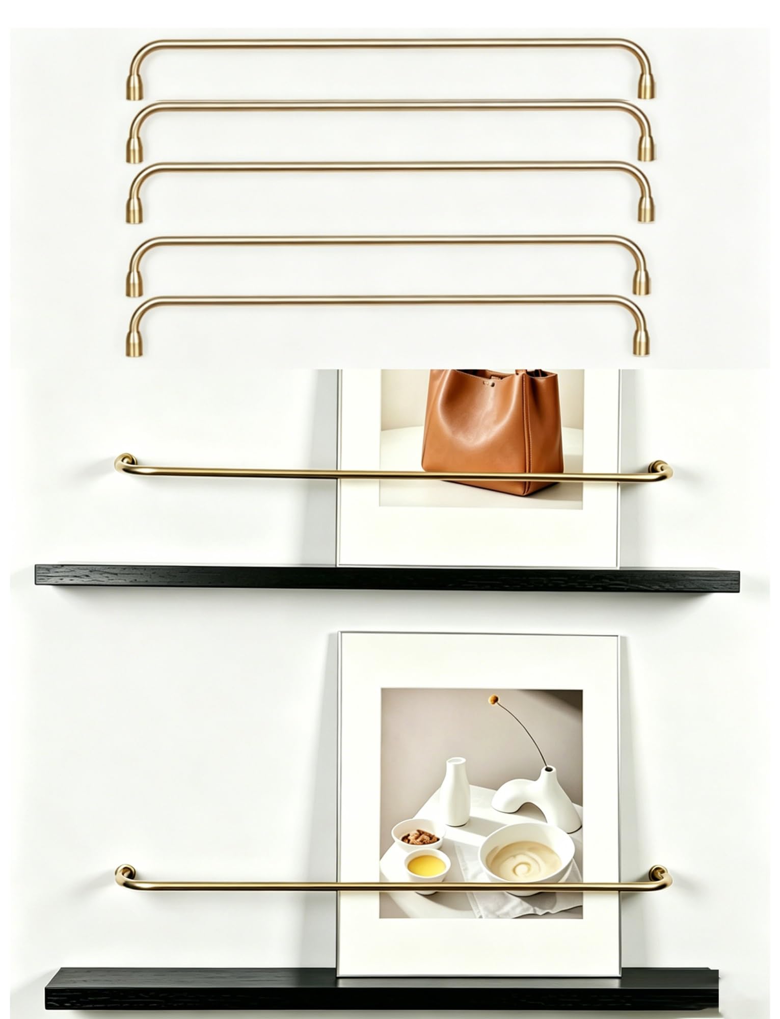 MRVAKDYDI Long Floating Shelf Railing Rod, Aluminum Alloy Shelf Guard Rail 8-46 Inch Multipack Open Shelving Bookcase Retail Display(5set,36in)