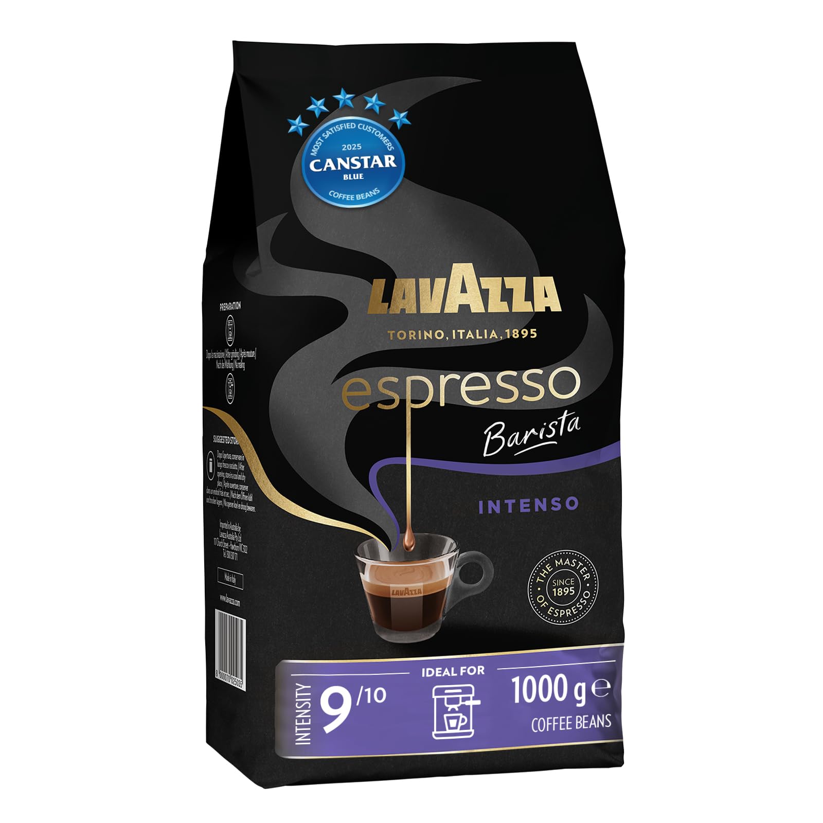 Lavazza, Espresso Barista Intenso, 1 Kg, Drum Roasted Coffee Beans, Ideal for Espresso Coffee...