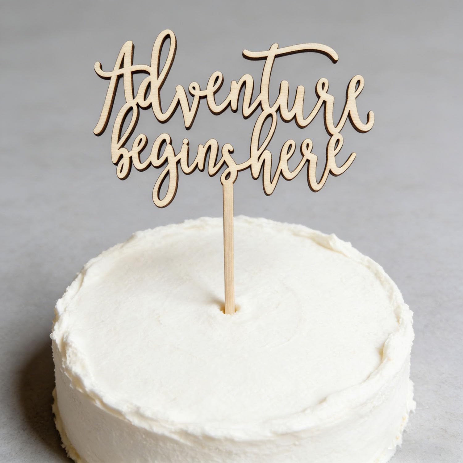 Wooden Adventure Begins Here Cake Topper,Travel-Themed Baby Shower Birthday Cake Decor for Graduation Retirement Farewell Going Away Party Decor Supplies