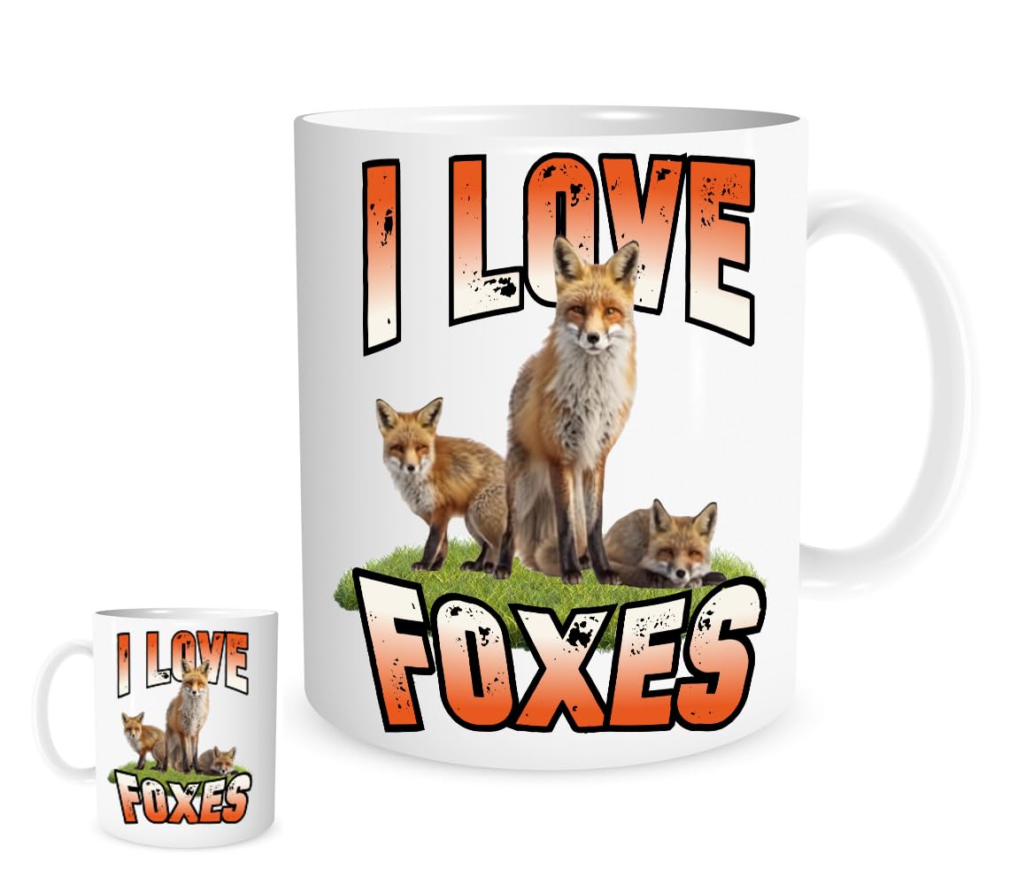 I Love Foxes Mug – Cute Fox Lover Gift, Wildlife Animal Coffee Cup, Nature Enthusiast Present, Ceramic Tea Mug for Men & Women