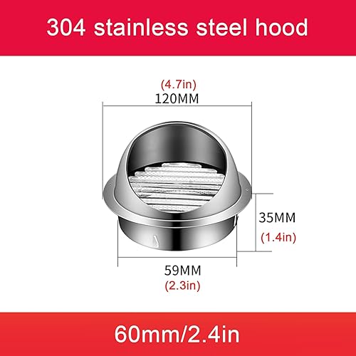 Miniatura 4 de Tapa redonda de acero inoxidable 304 para ventilación de aire, tapa de ventilación de conductos, tapa protectora de combustión, campana extractora,