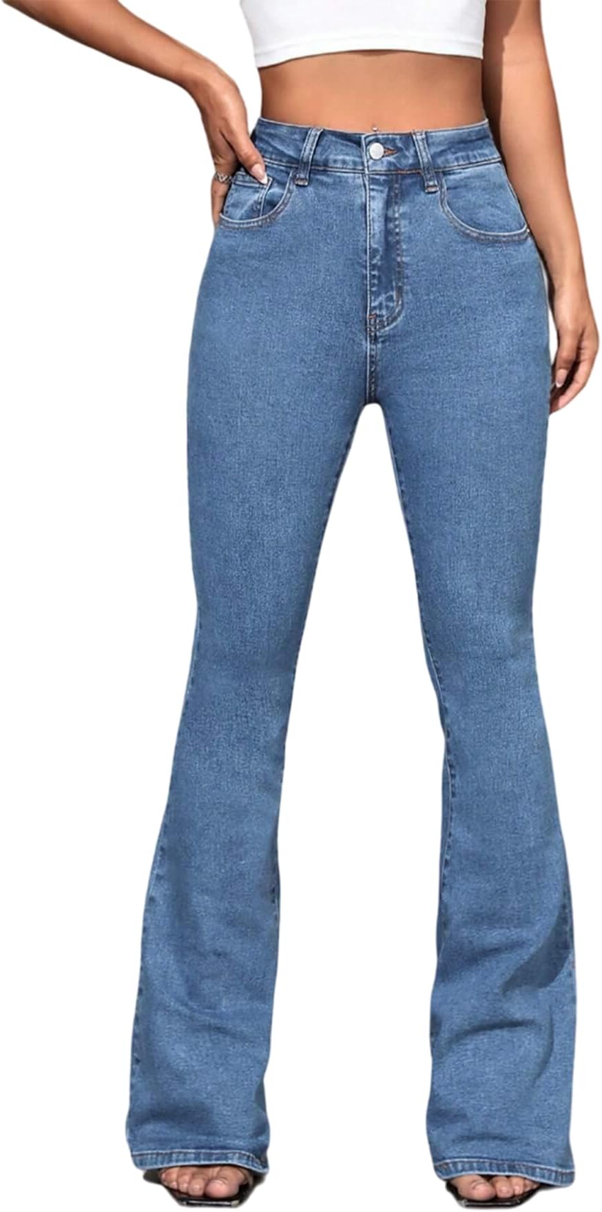 KOTTYWomen's Cotton Lycra Blend Boot Cut Leg Jeans