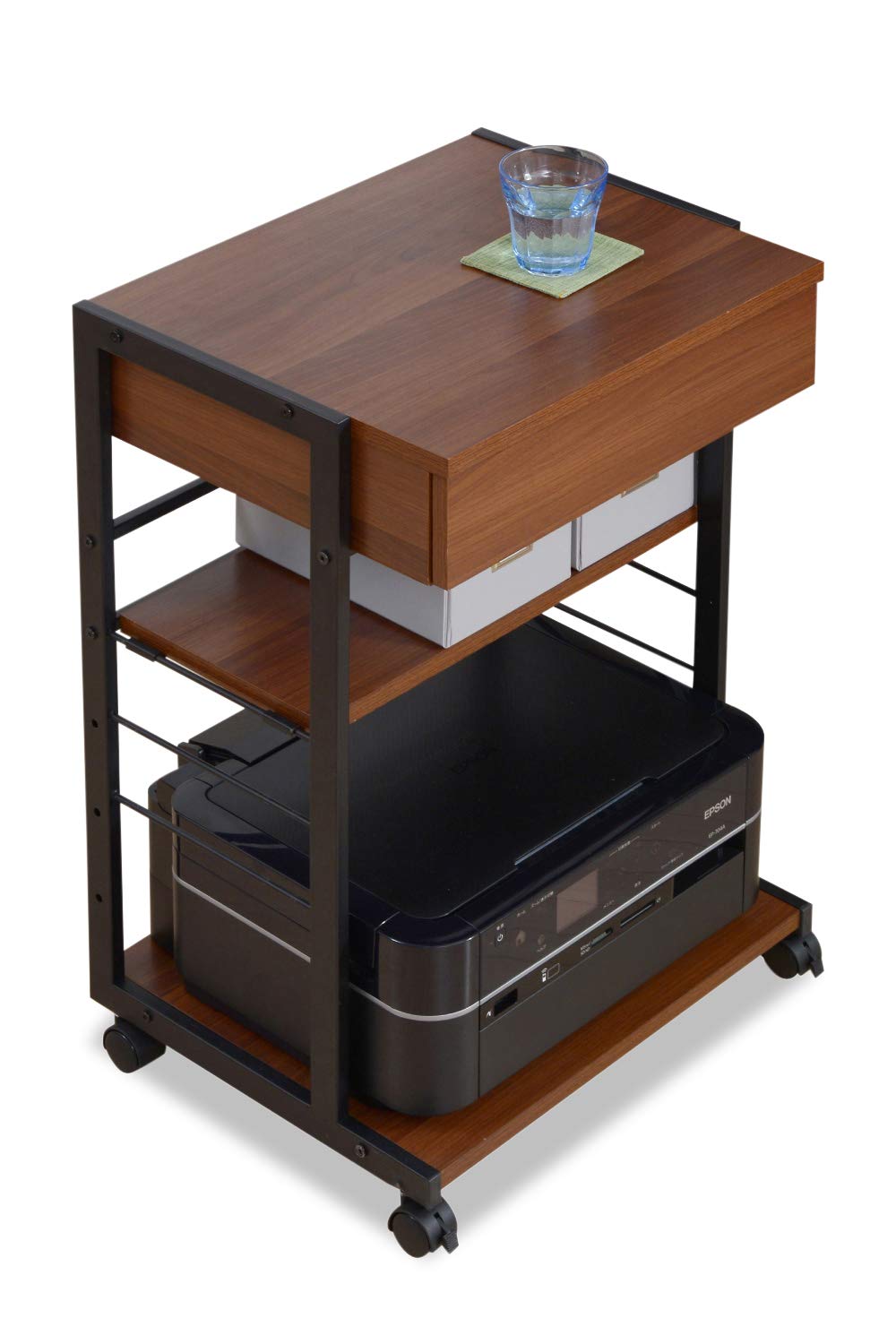 【ブラウン】パソコンデスク キャスター付きで移動可能ラック付き ブラウン】パソコンデスク キャスター付きで移動可能ラック付き 【公式