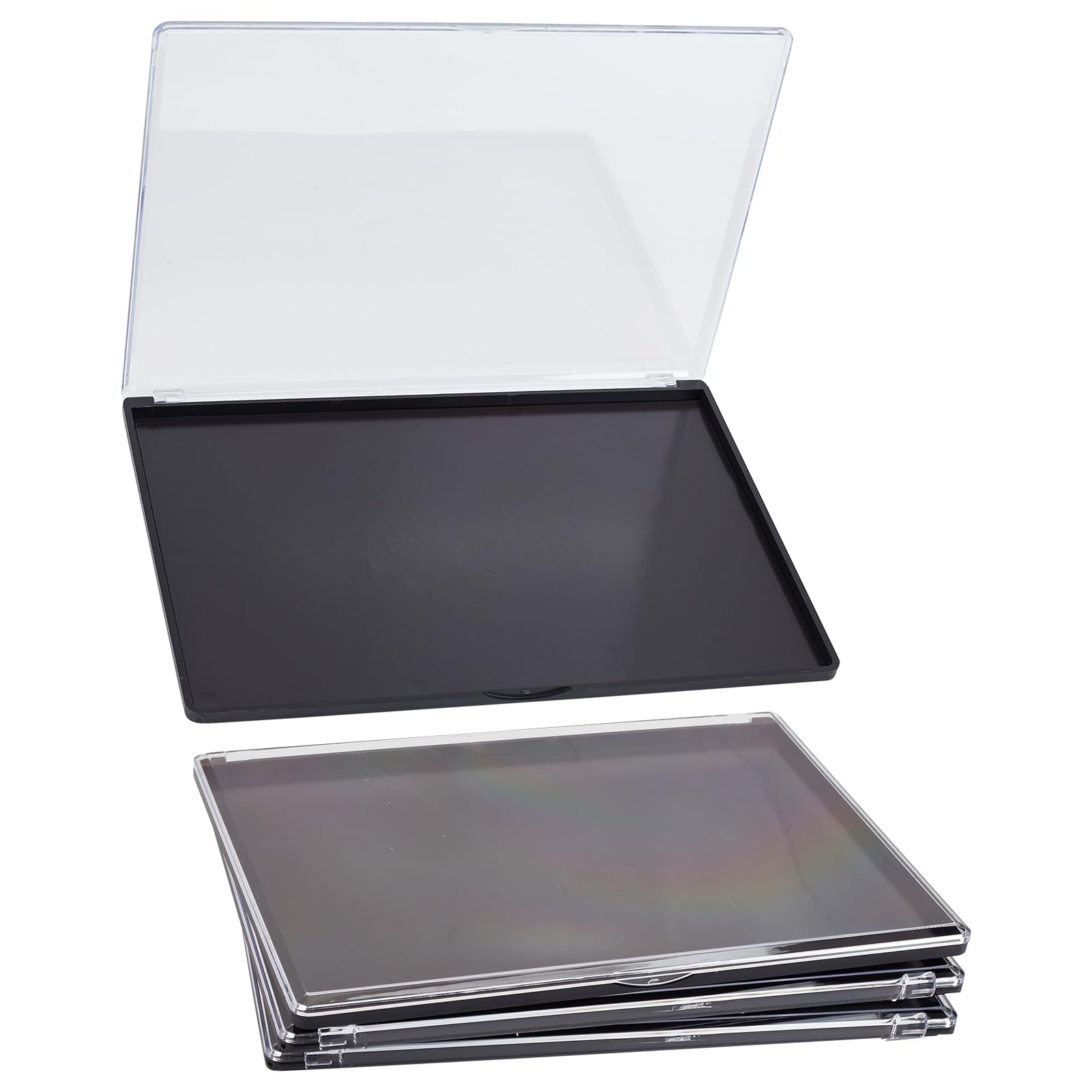 NICENEEDED 3 Confezione Grande Palette Trucco Magnetica con Coperchio Trasparente, Scatola Portaoggetti Rettangolare per La Distribuzione del Trucco da 8.9 x 6.1 x 0.2 Pollice