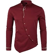 ZEROYAA Mens Luxury Gold Embroidery Design Slim Fit Long Sleeve Button Up Dress Shirts