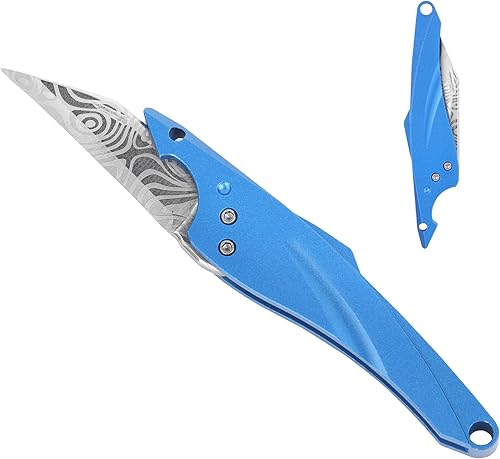 Coowolf Cuchillo de llavero pequeño cuchillo de bolsillo creativo con forma de tiburón, hoja afilada de alto carbono de 1.6 pulgadas, mango de