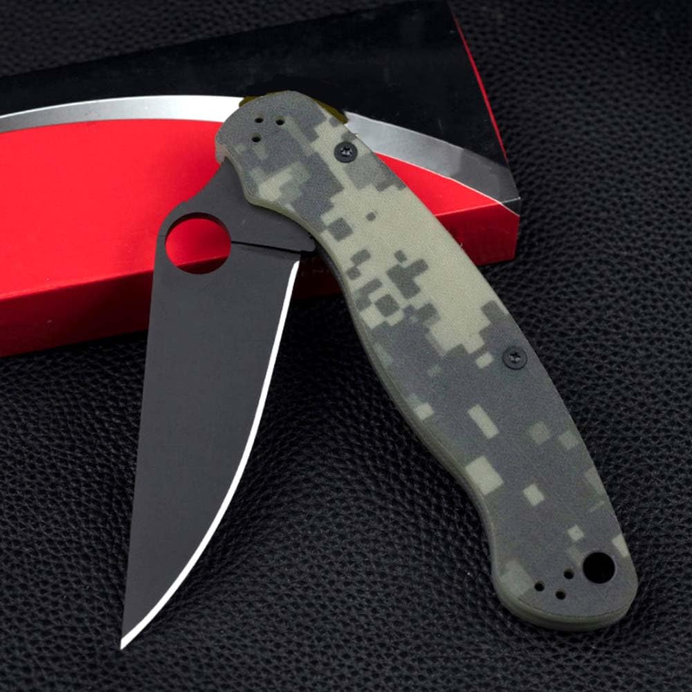 Klappmesser 8.3" scharfes Slim Taschenmesser aus stahl silber, Tarnung G10, Loch edelstahl klinge, Edc Outdoor Messer Survival, Jagdmesser tanto,Tragbare camping messer, Faltbar einhandmesser mit clip