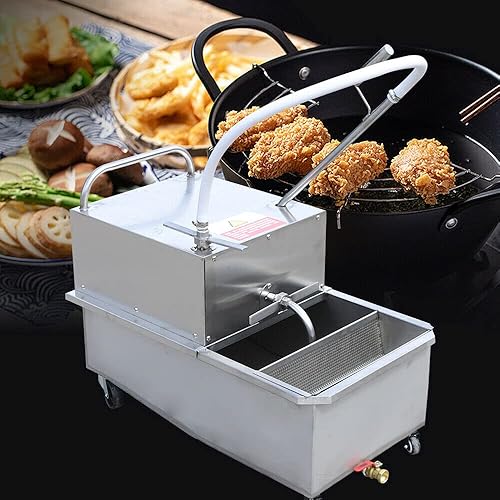 Miniatura 3 de Fetcoi Máquina de filtración de aceite móvil comercial de 55 L, máquina de filtro de aceite de freidora 550 W, sistema de filtración de aceite