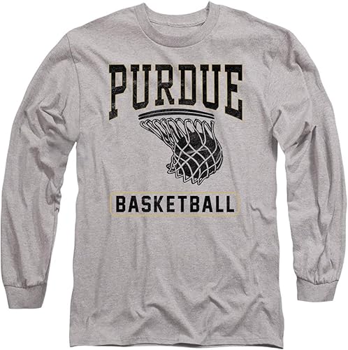 Purdue University Camiseta de manga larga unisex para adultos con aros de baloncesto oficial