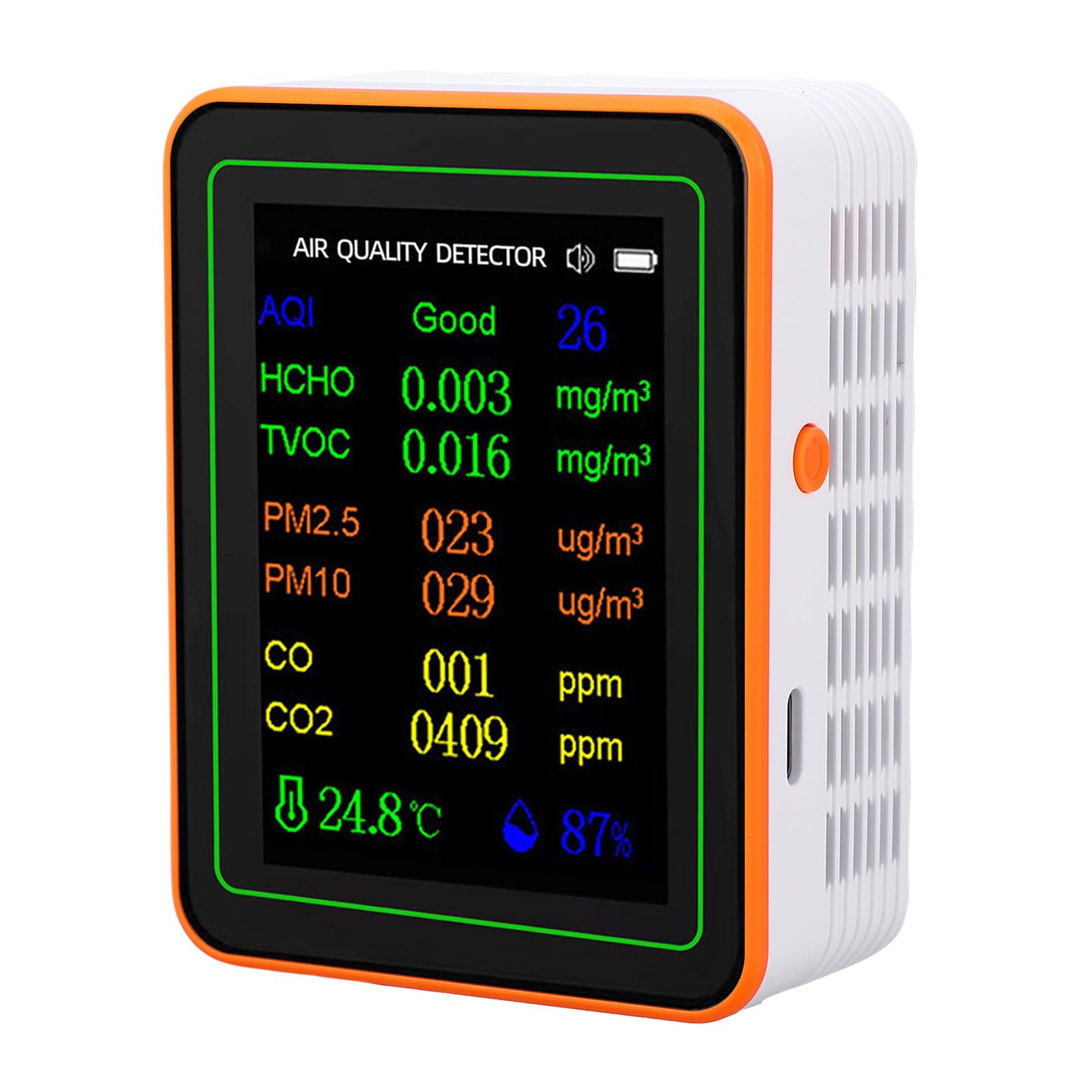 Monitor della qualità dell'aria, Rilevatore Interno Ricaricabile con CO2 HCHO TVOC PM2.5 per Uso in Auto in Ufficio Domestico (#2)