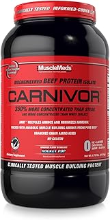 MuscleMeds Carnivor Carnivor Carnivor, 23 gramas de proteína, 3 gramas de carboidratos, 0 gorduras, 0 açúcar, 0 colesterol, sem lactose, Rocket Pop, 900 g