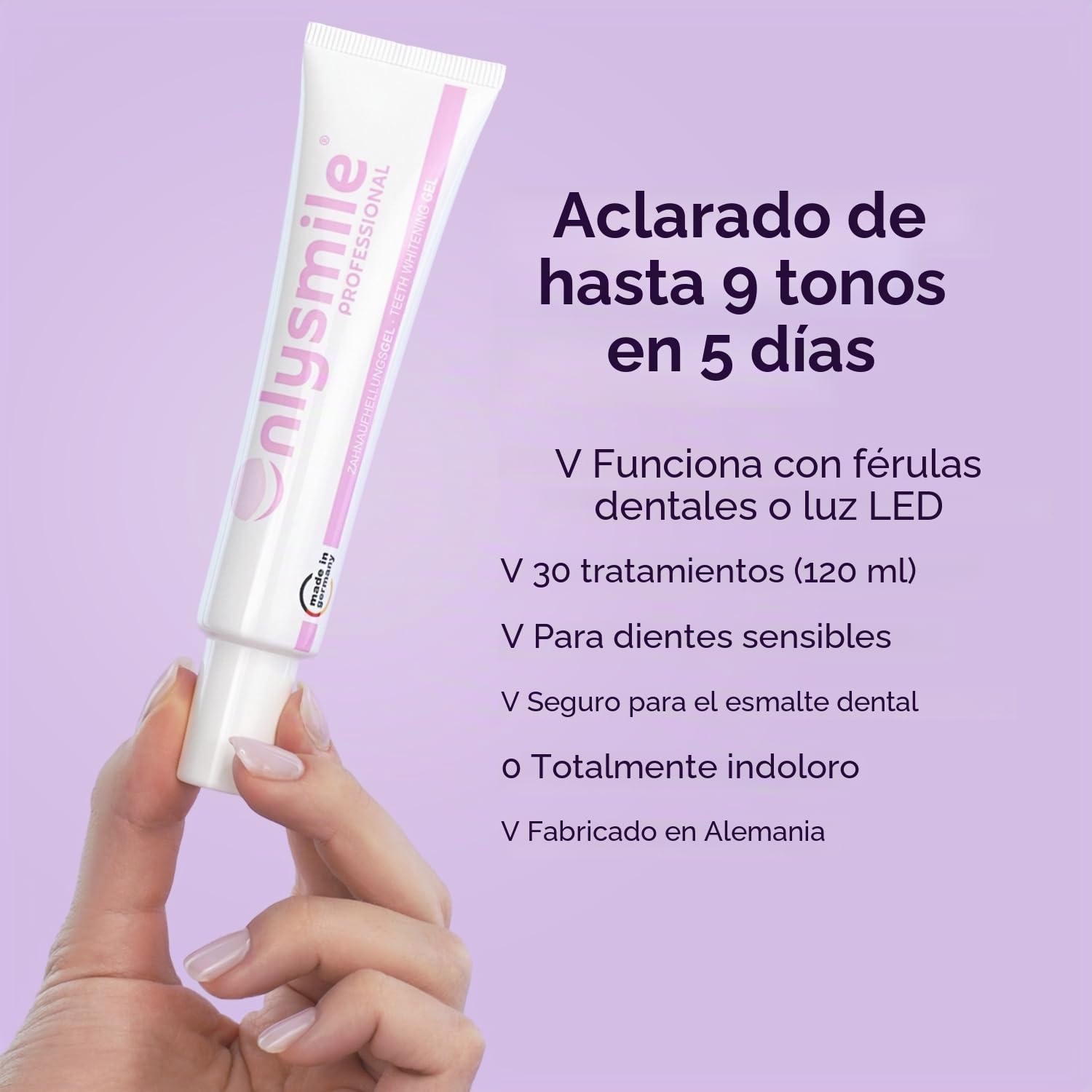 OnlySmile Gel Blanqueador Dental Profesional para Dientes Sensibles 120 ml | Ganador del Test 2025, Fabricado en Alemania, contra Manchas de Café Té Vino Tinto Tabaco