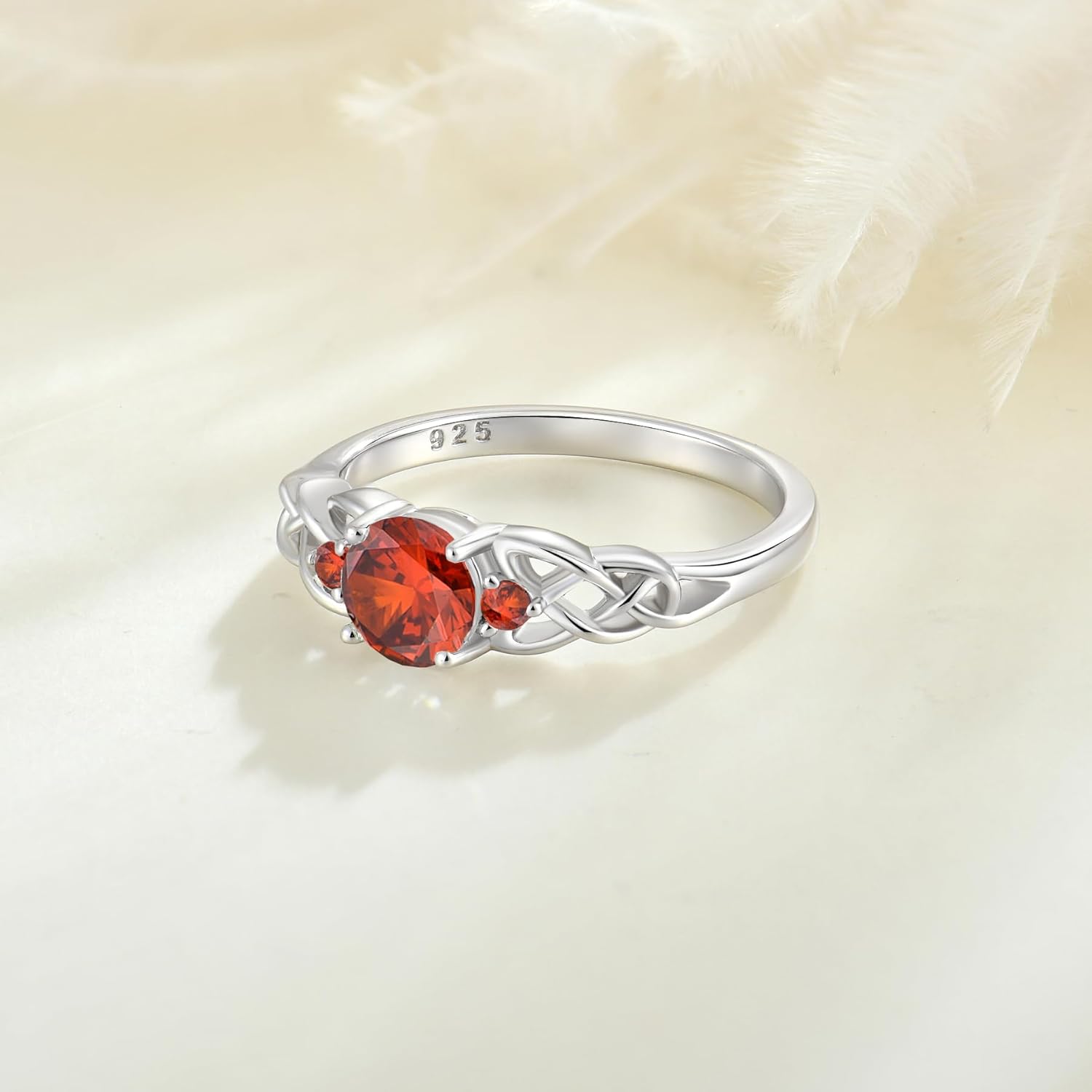 STARCHENIE Celtic Knot Ring for Women 925 Sterling Silver 3-Stone Promise Ring Size 5-10 - Image 5