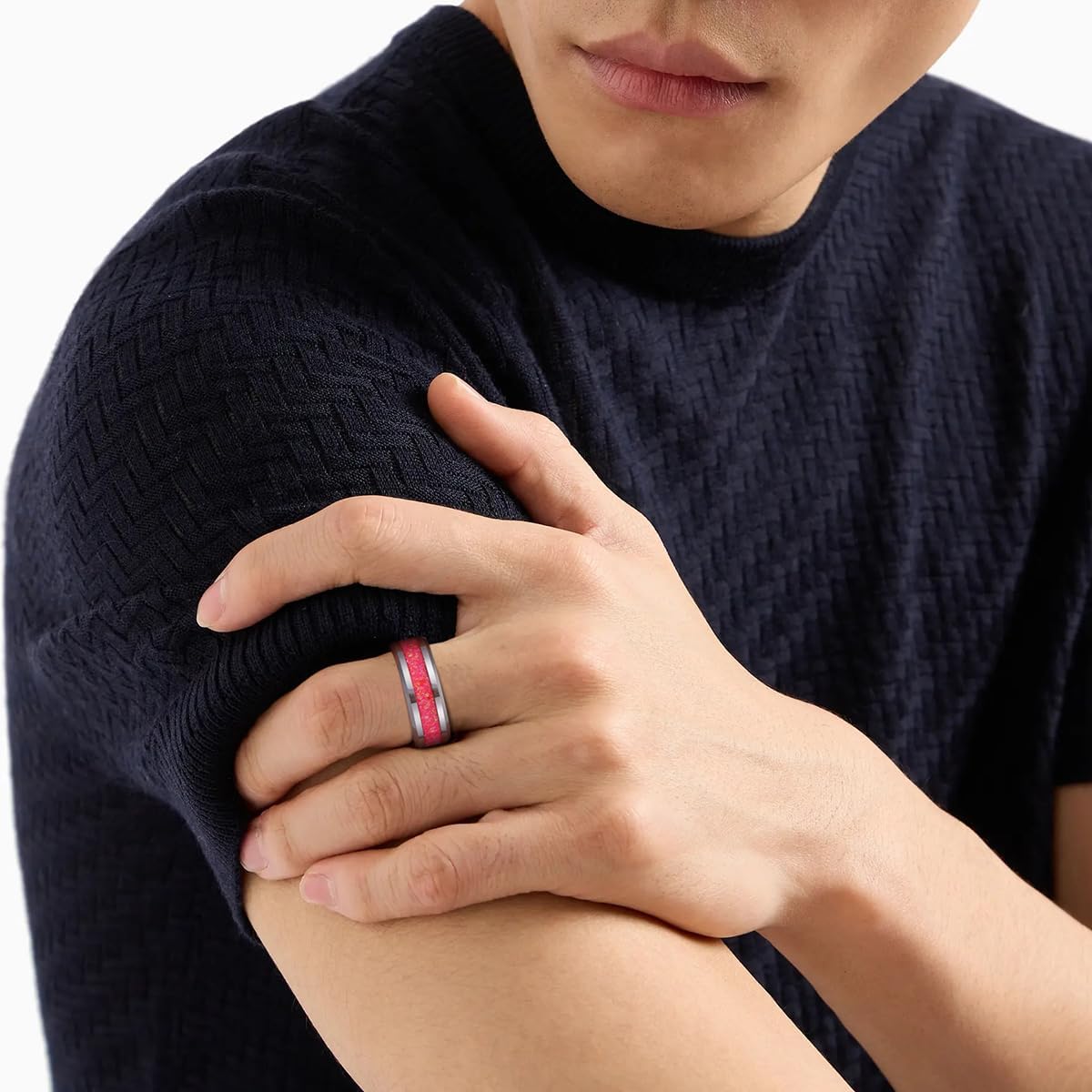 Men's 6MM 8MM Fire Opal Inlaid Wedding Band Suitable For Men And Women Match Daily Outfits Party Accessory Anniversary Promise Rings 5-14.5