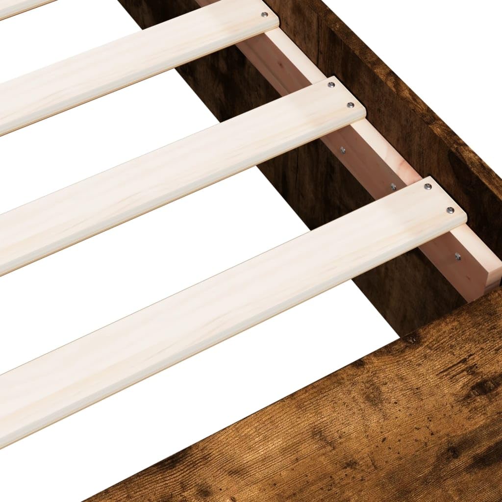 Rama łóżka rodzinnego łóżko podwójne łóżko sypialnia meble rama łóżka dąb wędzony 100 x 200 cm materiał drewnopochodny