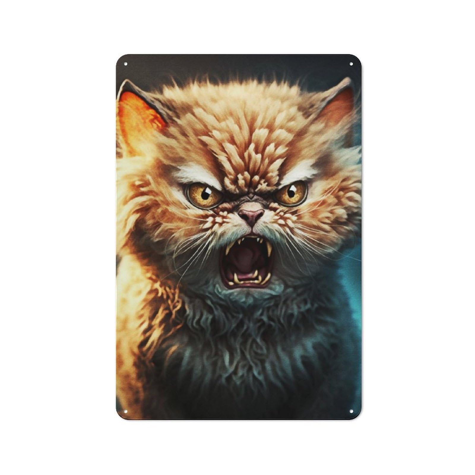 Junmoney Angry Cat Metal Plaque 30X20cm With For Garage Wall, Vintage Decor, For Vintage Wall Decor Fans, For Metal Sign Collectors