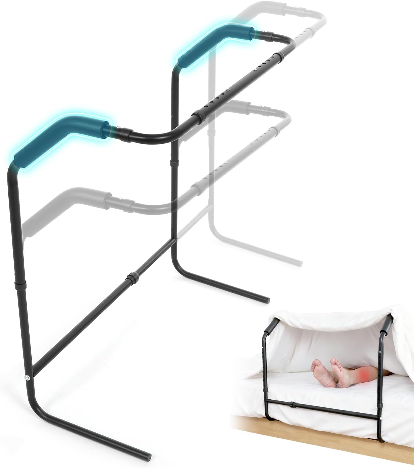 Blanket Lifter for Feet Under Mattress–Height Width Adjustable Bed Cradle Sheet Support, Extra-wide Foot Tent Keep Blankets Off Feet for Post Surgery Recovery Neuropathy Arthritis (1, No Clips)
