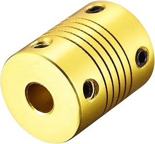 Tool parts 10mm To 6.35mm Aluminum Alloy Shaft Coupling Flexible L25xD20 Golden Tone