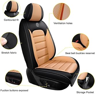 2 Seat Covers for Toyota FJ Cruiser 2007-2014,Premium Nappa Leather Car Seat Covers Car Seat Cushions,Waterproof Soft Seat Covers for Cars,Interior Accessories Airbag Compatible（Luxury-Black&Orange）