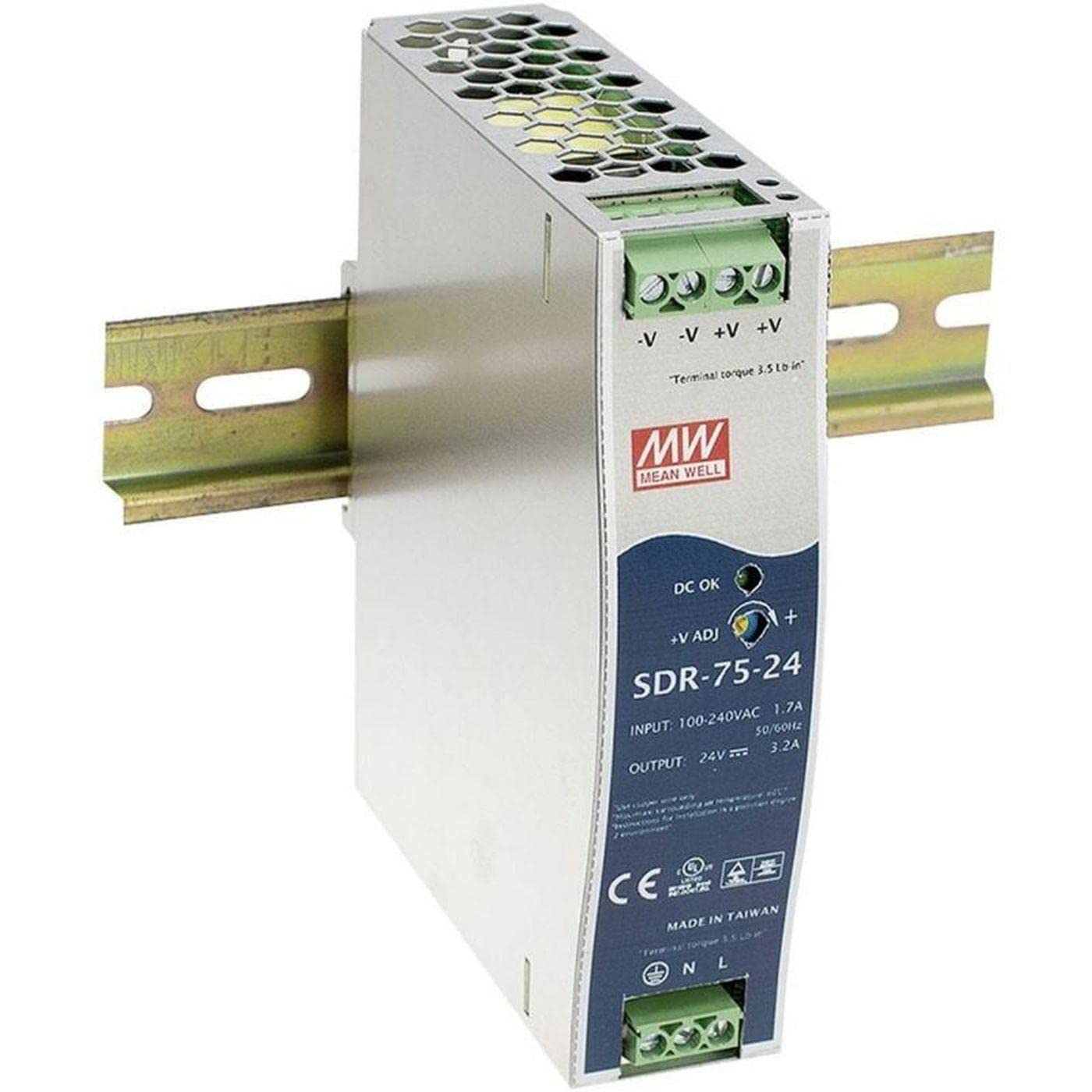 MEAN WELL SDR-75-24 Bloc d'alimentation pour rail DIN 75 W 24 V 3,2 A
