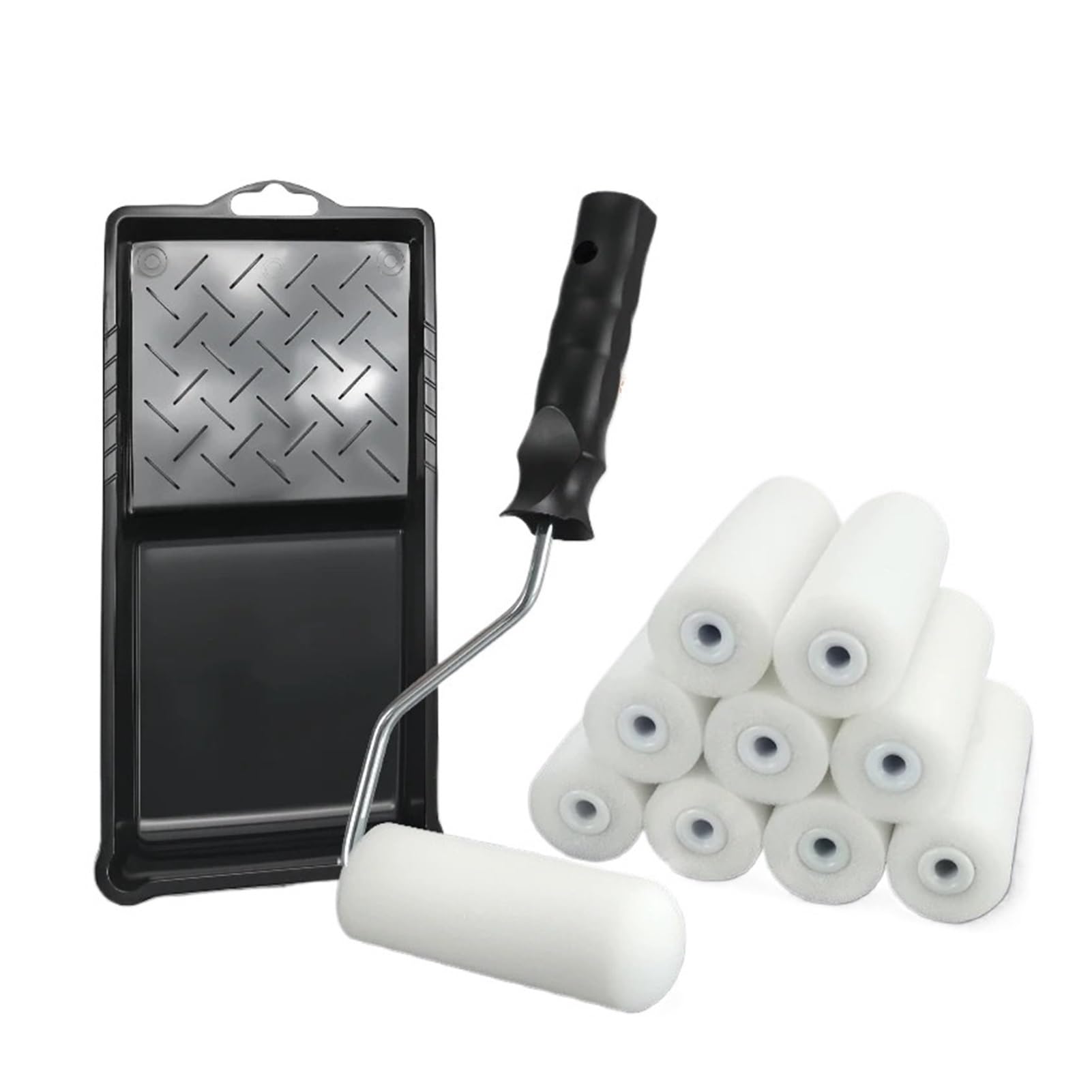 Rodillo para bordes Kit de rodillo de espuma, rodillo de pintura for pulgar con bandeja y 10 rodillos