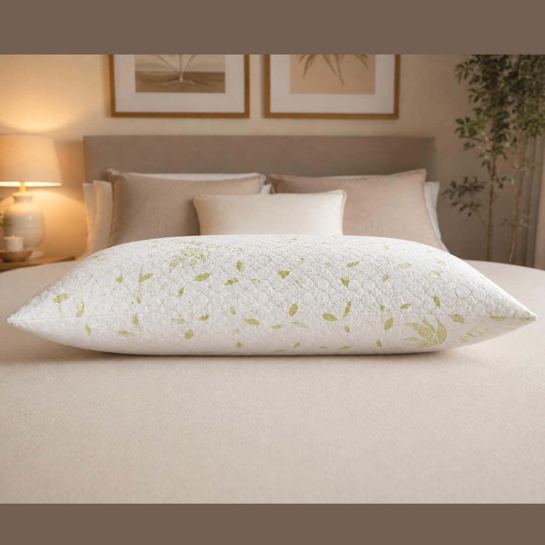GM COPPIA Cuscini Letto Guanciali per Dormire Imbottiture Standard Antiacaro Anallergico Traspirante per letto Matrimoniale Singolo con Federa Aloe Lavabile Made in Italy