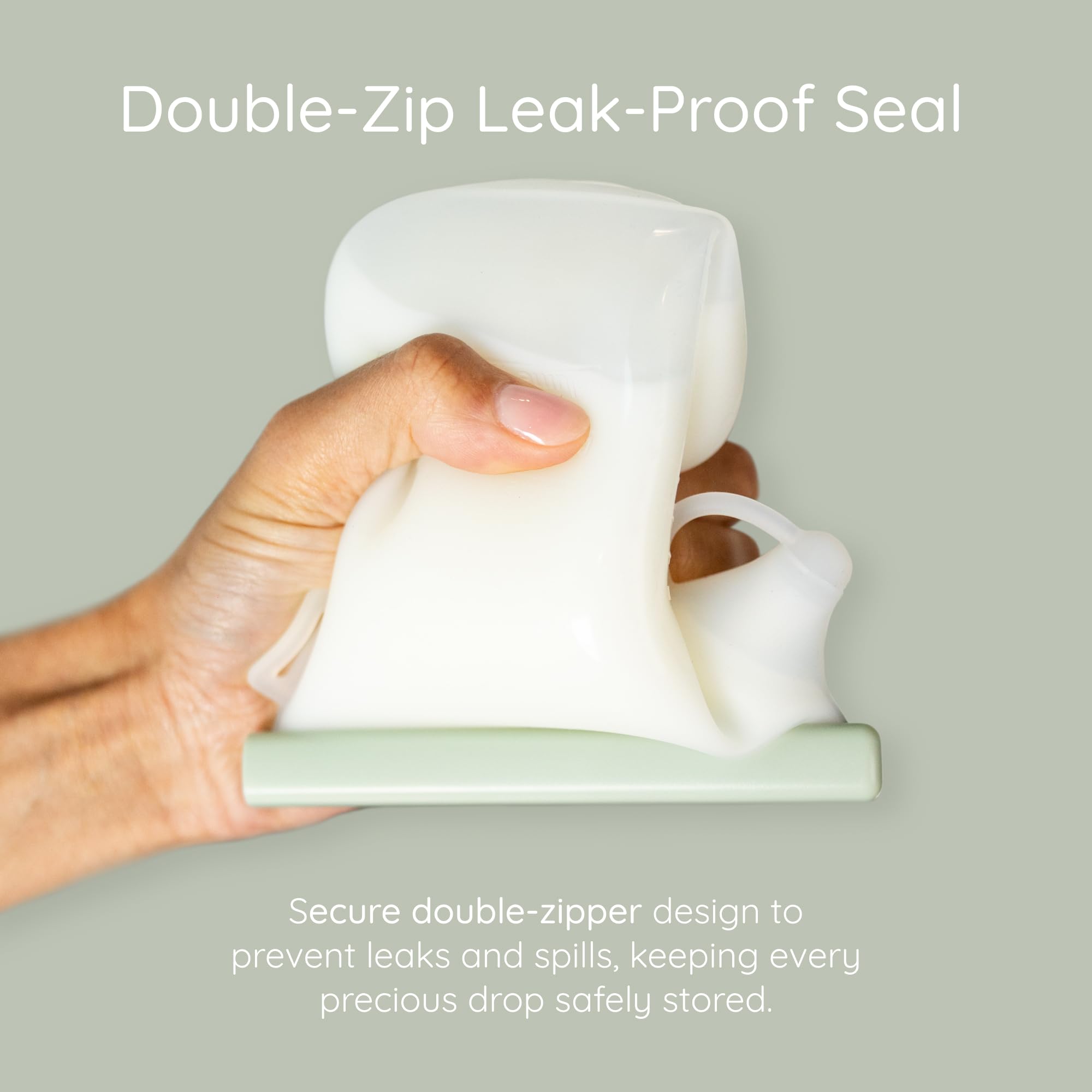 BABYGO® 5 Pcs Reusable Silicone Breast Milk Storage Bags, BPA-Free, Leak-Proof, Freezer & Dishwasher Safe, Easy Pour Spout - Image 3