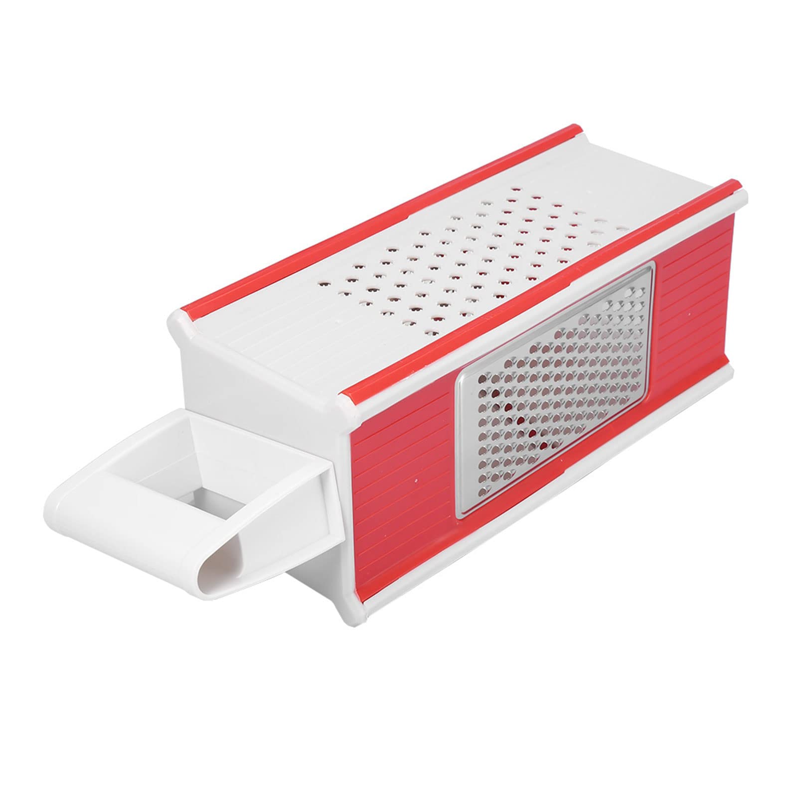 Grater Box,Grater with Container,Kitchen Handheld Box Grater,Vegetables Fruits Grinder,for Grate,Grind,Peel,Slice(Red)