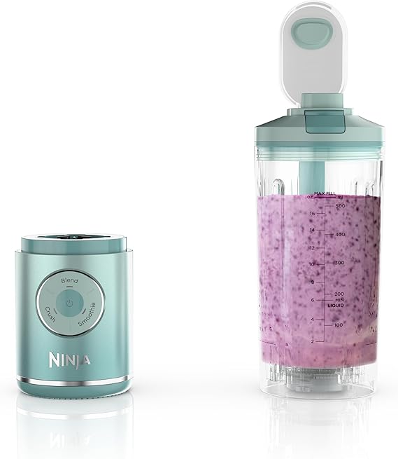 Ninja Blast Max, Portable Blender + Twist & Go, Personal Smoothie, Blend, Ice Crush, 3 Programs, Cordless, 22oz removable Vessel, Dishwasher Safe, Leakproof, Sea Glass, BC251MT