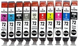 B-T Compatible Printer Inkjet Cartridge Replacement for Canon PGI-72 PGI72 PGI 72 PBK MBK C M Y PC R PM GY CO Ink Work with Canon PIXMA Pro-10 Pro-10S Pro 10 10S (10 Pack)