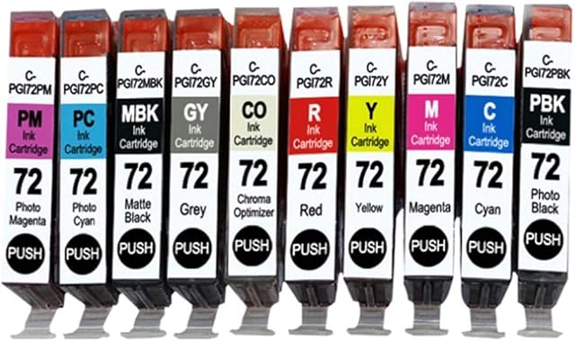 B-T Compatible Printer Inkjet Cartridge Replacement for Canon PGI-72 PGI72 PGI 72 PBK MBK C M Y PC R PM GY CO Ink Work with Canon PIXMA Pro-10 Pro-10S Pro 10 10S (10 Pack)