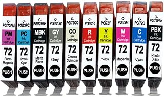 B-T Compatible Printer Inkjet Cartridge Replacement for Canon PGI-72 PGI72 PGI 72 PBK MBK C M Y PC R PM GY CO Ink Work with Canon PIXMA Pro-10 Pro-10S Pro 10 10S (10 Pack)