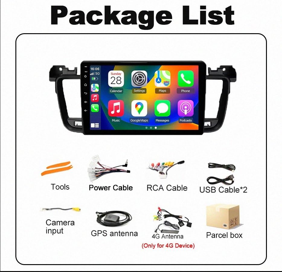 Radio Carplay coche con Bluetooth y Mirror Link para Peugeot 508SW 4