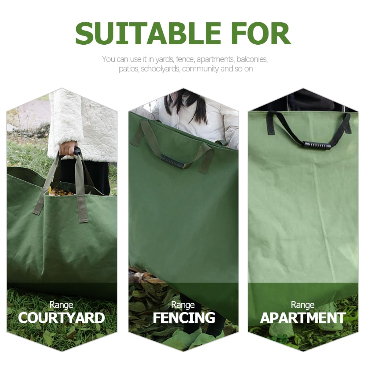 SUPVOX Großer Gartensack mit Griffen Wasserabweisender Faltbarer Laubsammler für Gartenabfälle und Rasenschnitt Robuste Aufbewahrungstasche für Garten Balkon und Terrasse Wiederverwendbar
