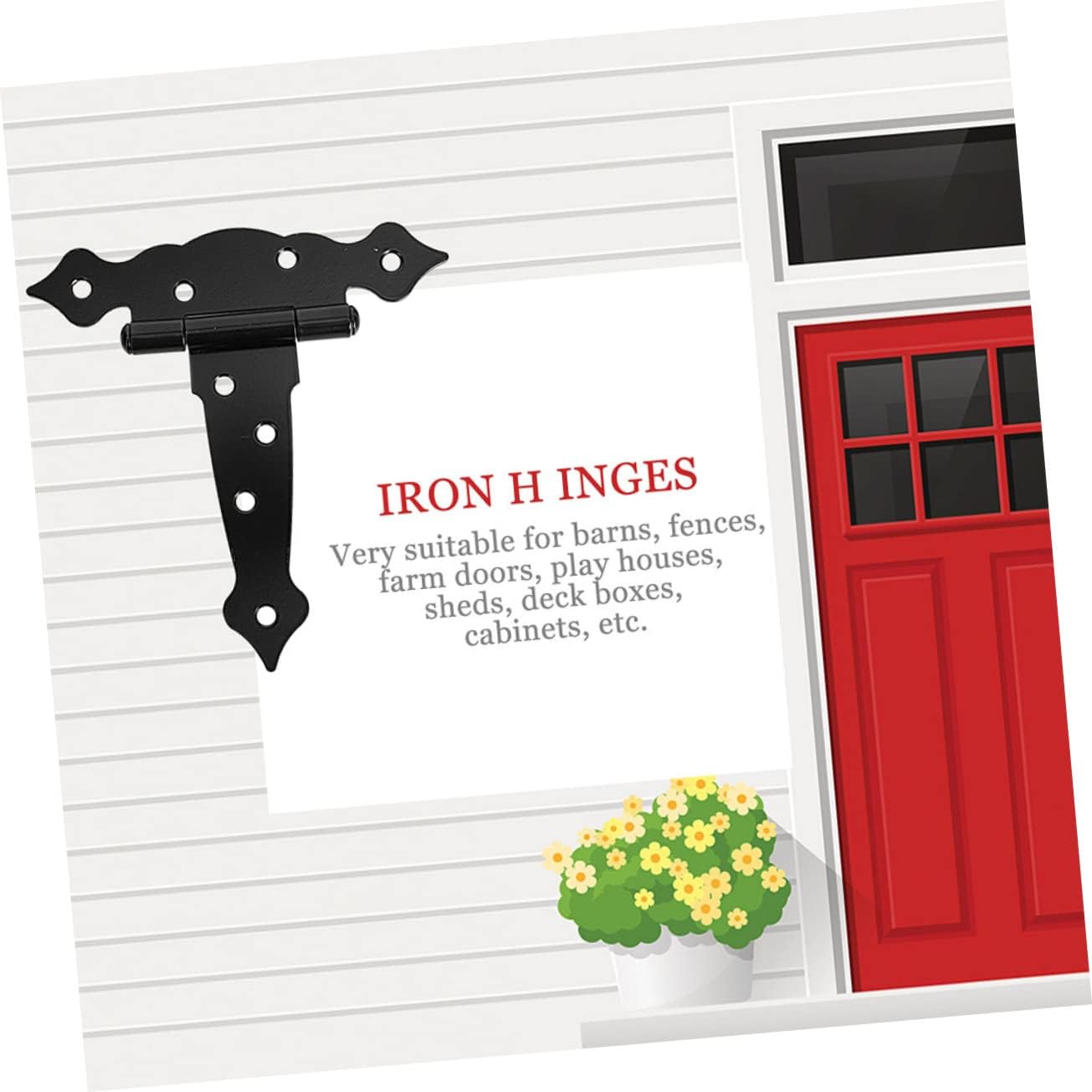 2pcs Heavy Duty Gate Hinges t Hinge for Barn Shed Doors Construction Decorative Design Resistant Easy to Install Screws Included