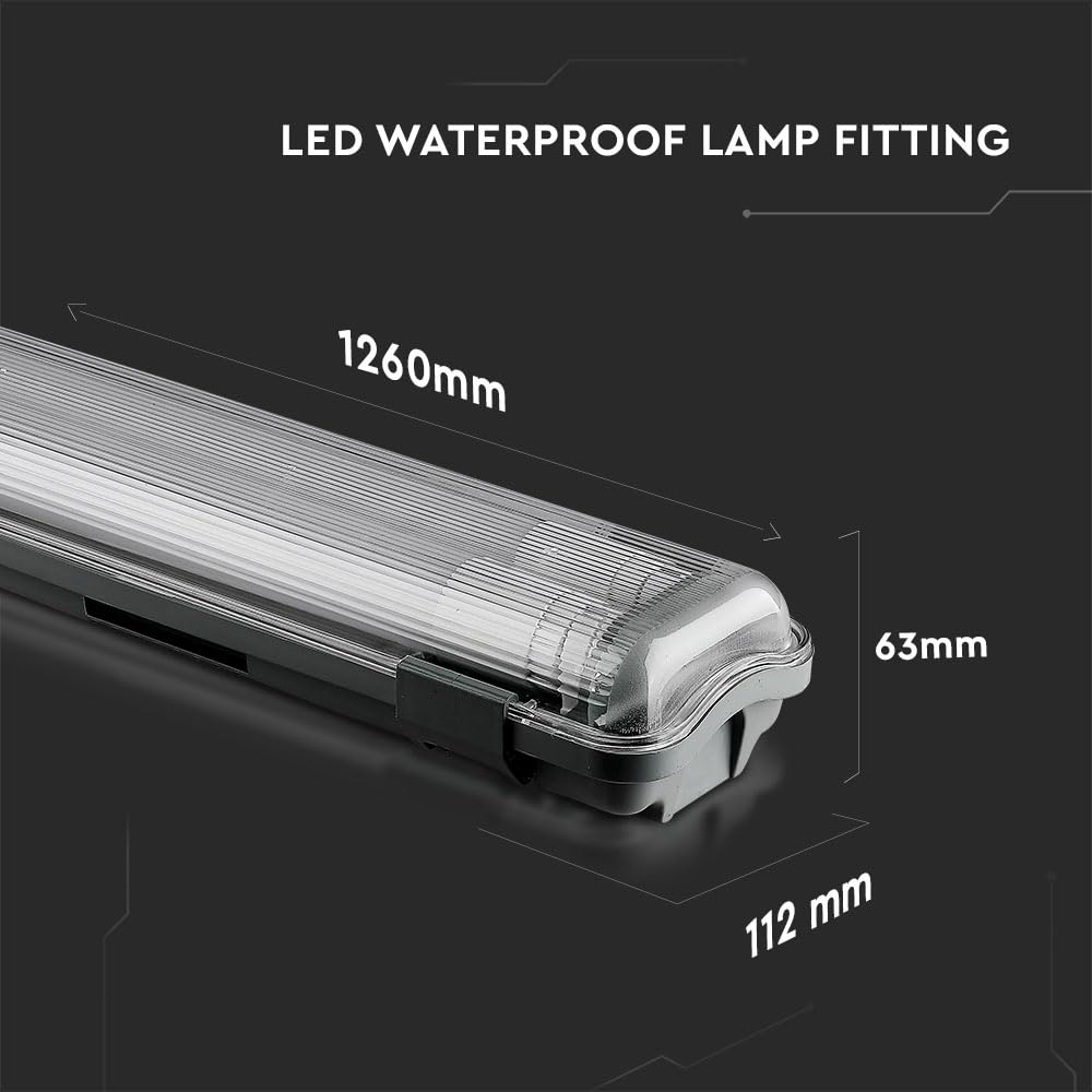 V-TAC VT-1239 VT-12023 2x18W LED WP LAMP FITTING 120CMX2 COLORCODE:6400K IP65, Plastic+ABS, 36 W, 2x18W-120cm