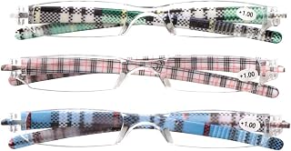 SOOLALA Printed Integrated PC Magnifying Reading Glasses w/Pen Clip Tube Case,