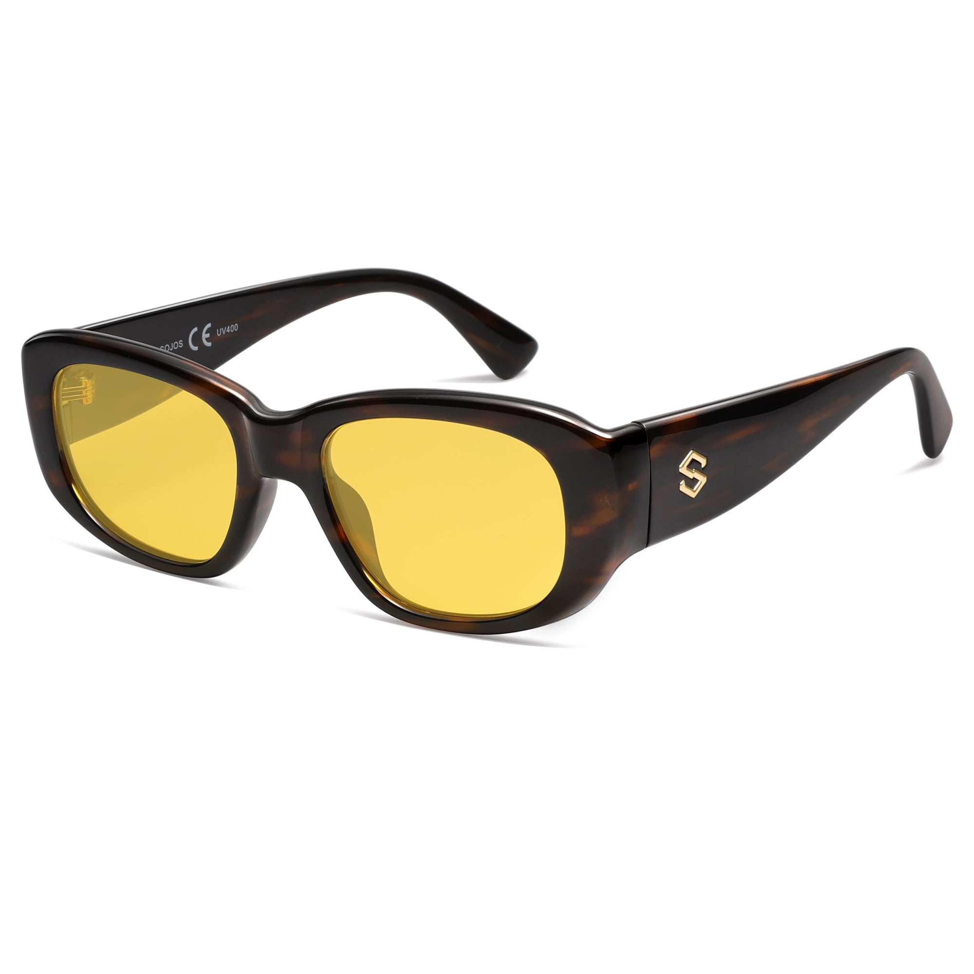 SOJOS Retro Polarisierte Quadratisch Sonnenbrille Damen Herren Vintage Trendy Dicker Rahmen Sonnerbrillen mit UV400 Schutz SJ2374