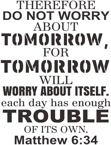 Miniatura 3 de Calcomanías de vinilo para pared, decoración del hogar, versículo de la Biblia, por lo tanto, no te preocupes por el mañana para el mañana, cada día