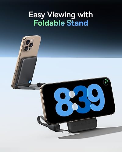 Miniatura 7 de INIU Cargador portátil magnético, ultra delgado Qi2 certificado 5000mAh 20 W, banco de energía magnético, USB C de entrada y salida inalámbrica con